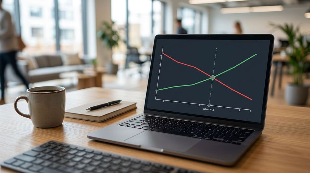A clean, modern pitch deck slide titled Path to Profitability showing a rising graph toward a break-even point.